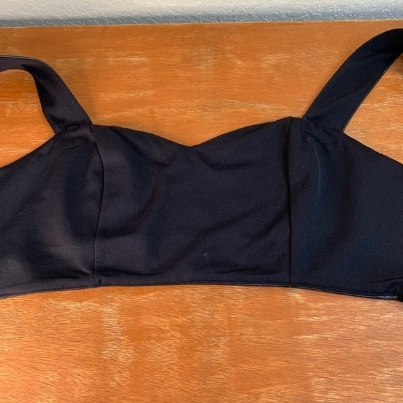 La Pina By David Helwani Black Leather Bralette Crop Top Size Medium (1343) - Picture 4 of 11